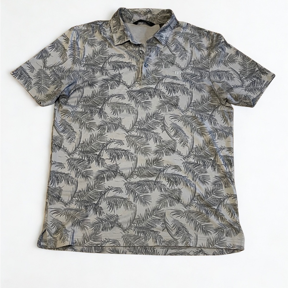 Travis Mathew Gray Leaf Print Polo Shirt - Picture 3 of 9
